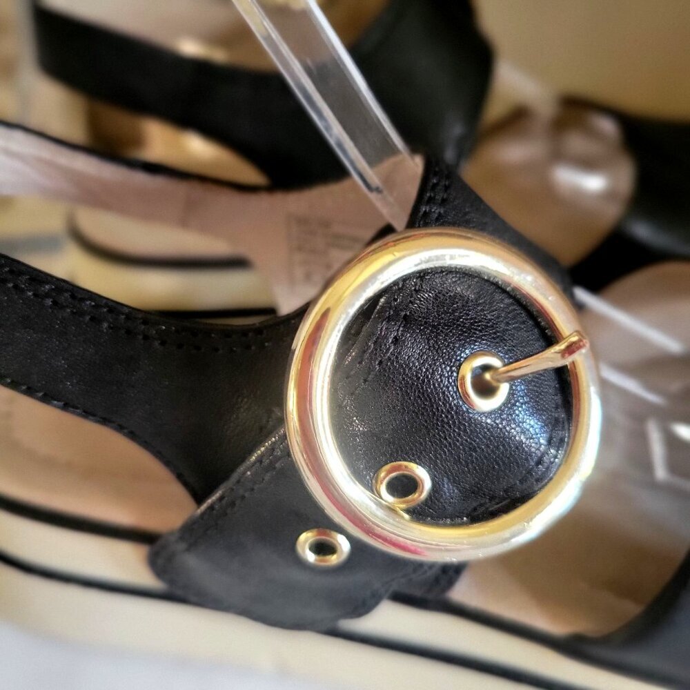 SALVIA ARLO Black Sandal Gold Buckle Detail Size ‎  EU 38 - Picture 9 of 12